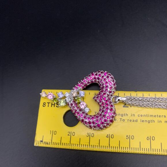 925 Sterling Silver Heart Necklace Great Valentine’s Day Gift - Picture 10 of 11